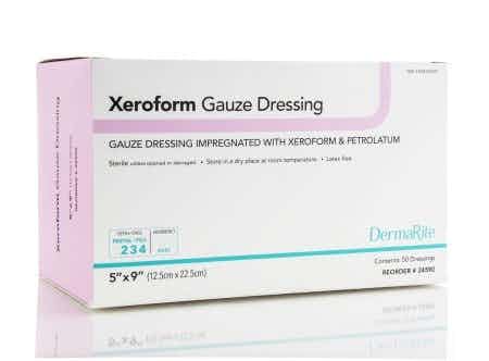 DermaRite Xeroform Impregnated Gauze Dressing, Sterile, 5 X 9", 24590, Box of 50