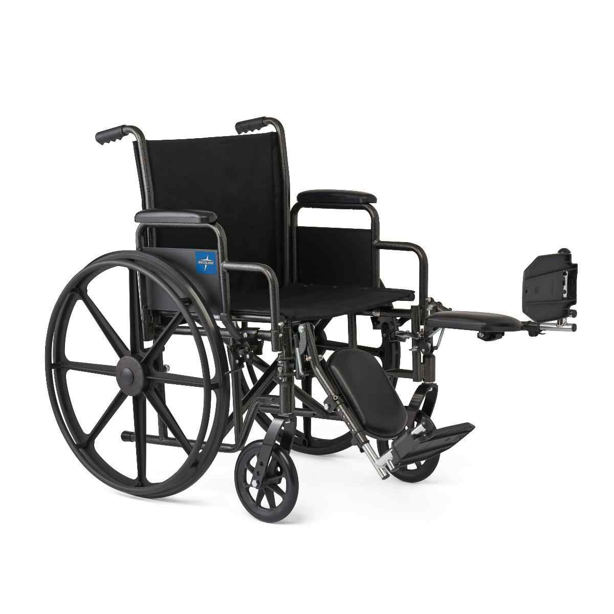 Medline K1 Basic Wheelchair, Swing Back Desk-Length Arms,  Elevating Leg Rests, K1186N22E, 18" - 1 Each