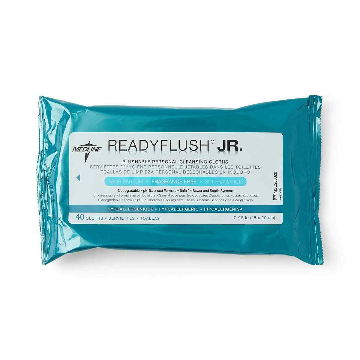 ReadyFlush Jr. Flushable Personal Cleansing Wipes, MSC263820H, Fragrance Free - Pack of 40