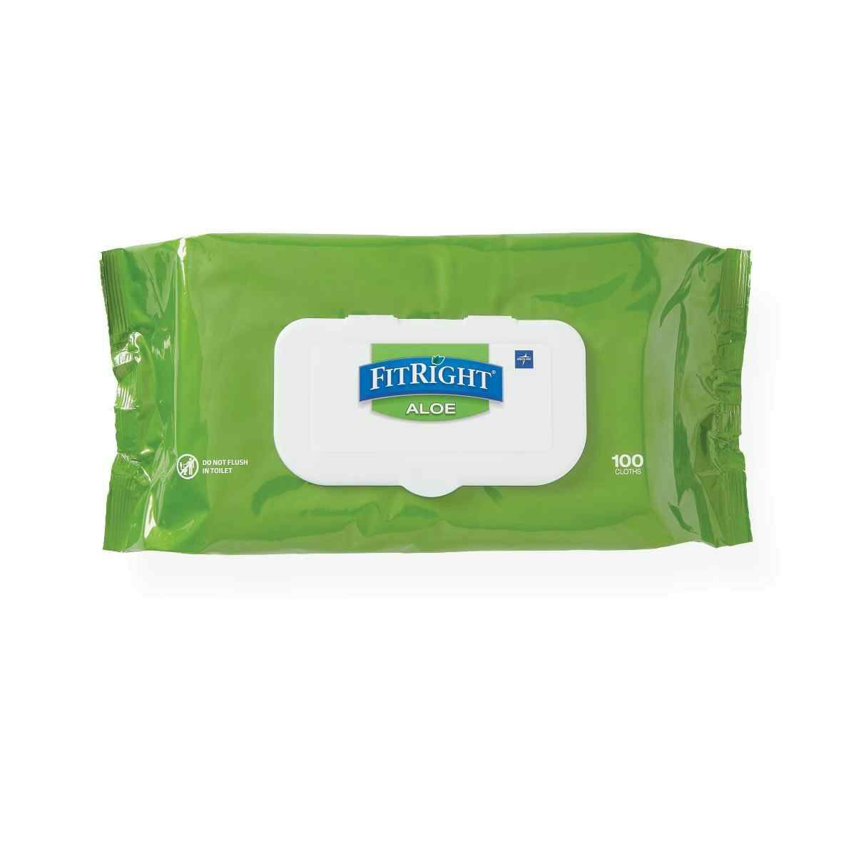 FitRight Aloe Wet Wipes, MSC263954H, Fragrance-Free - 1 Pack (100 Wipes)