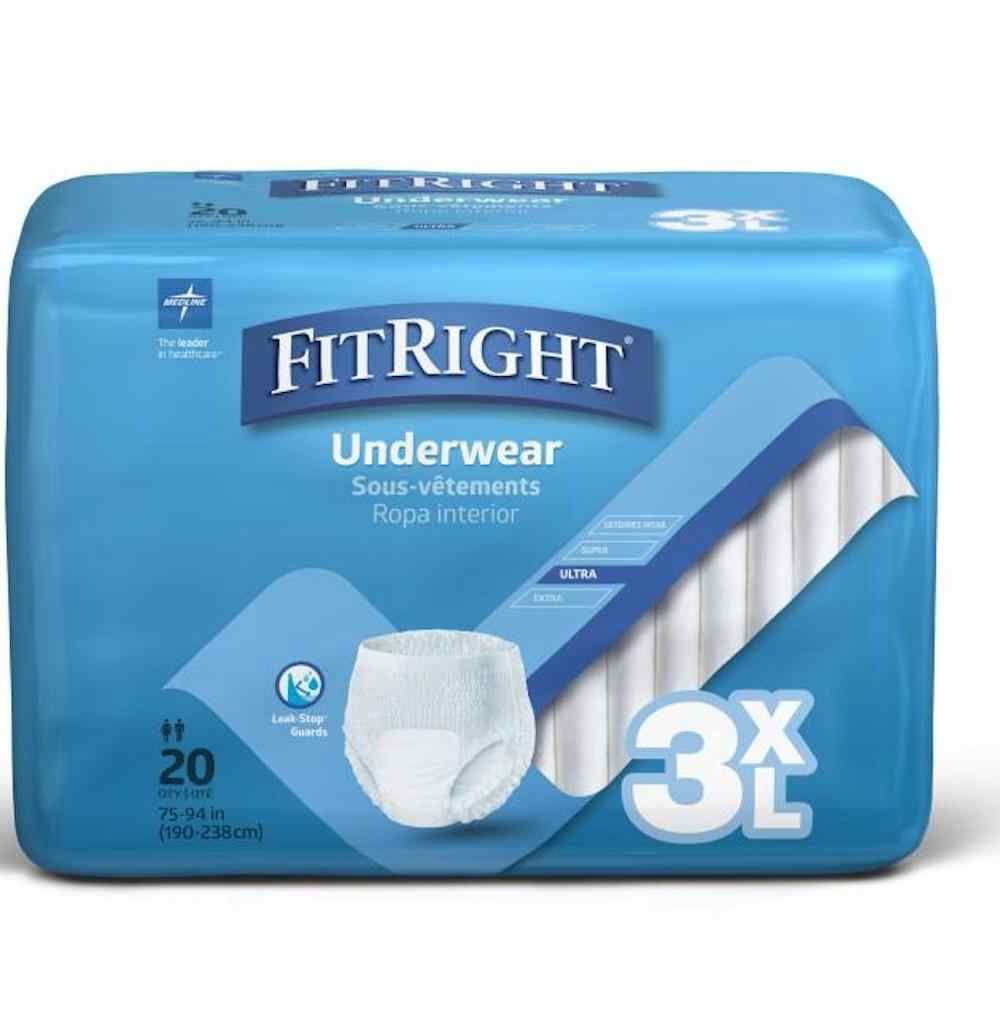 FitRight Protective Underwear, Heavy Absorbency, FIT800Z, 3XL (75"-94") - Bag of 20
