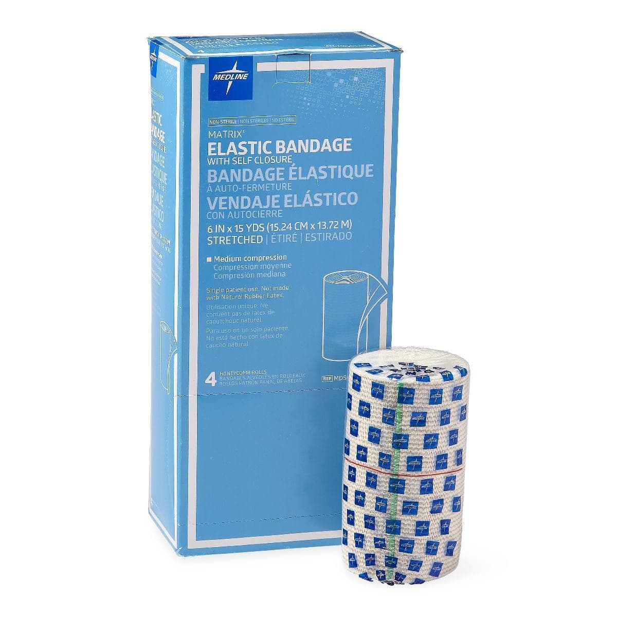 Medline Matrix Elastic Bandage with Self-Closure, MDS087156LFZ, 6" X 15 yd - Box of 4
