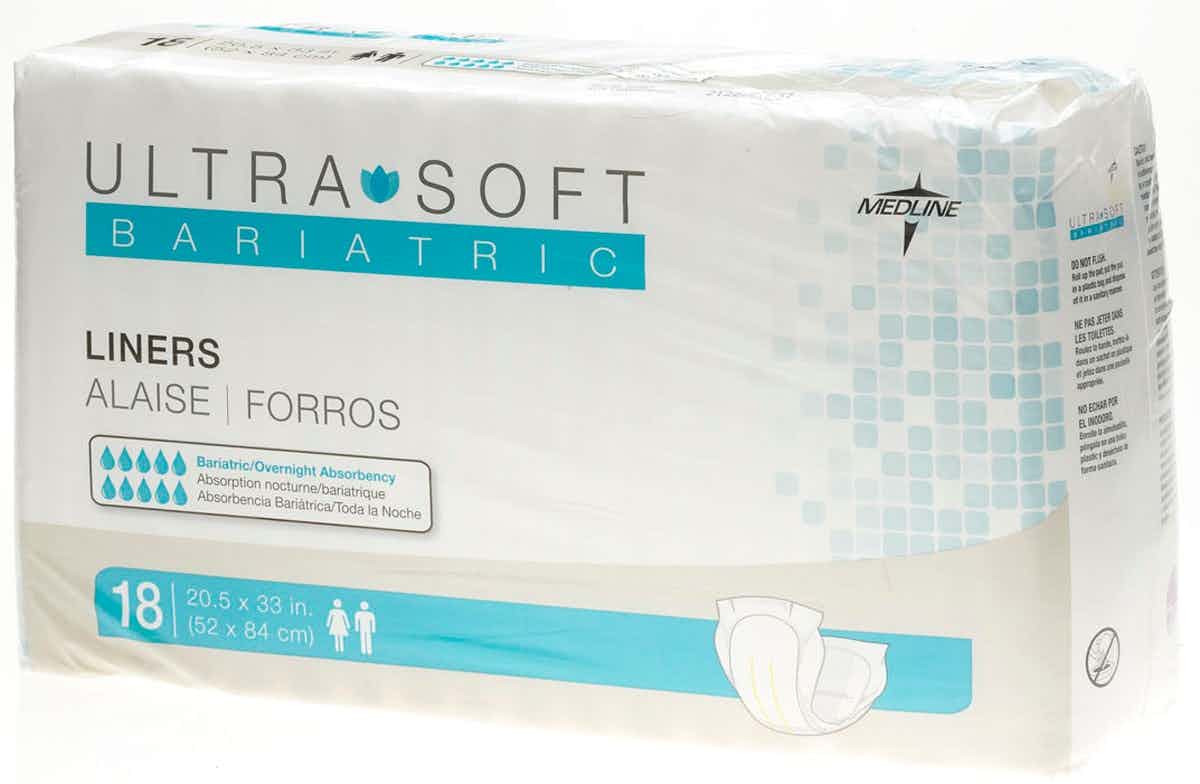 Medline Ultra-Soft Bariatric Liners, Overnight Absorbency, ULTRASOFTBARI, 20.5 X 33 Inches - Case of 72