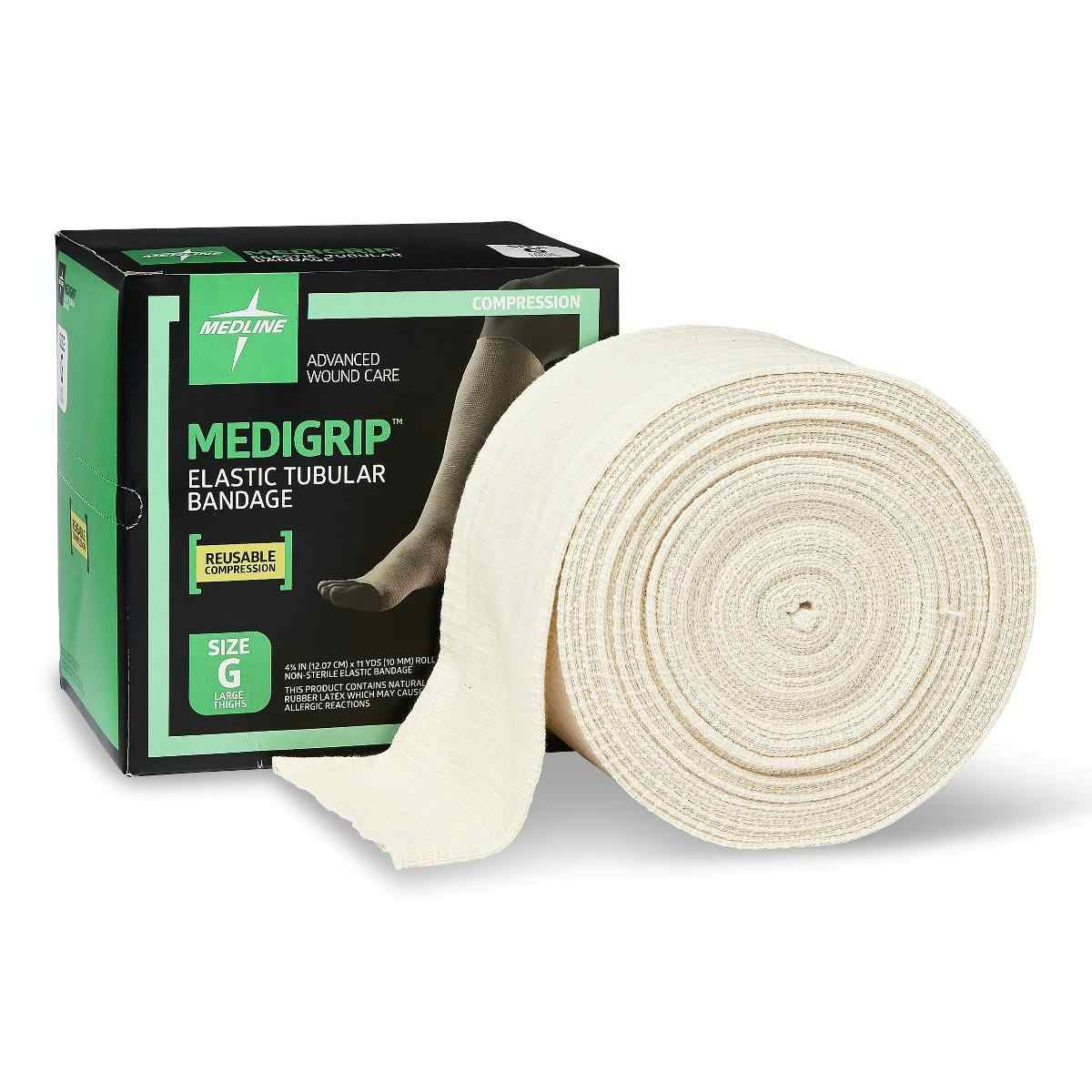 Medigrip Elastic Latex Tubular Support Bandage, Size G, MSC9506, 4 3/4"W (12 cm) - 1 Roll
