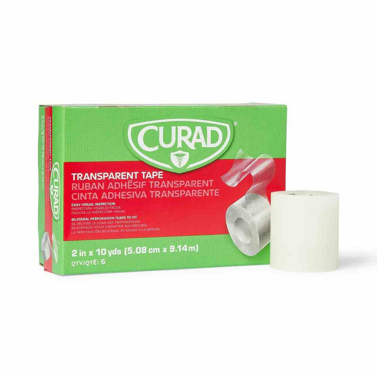 CURAD Transparent Adhesive Tape, NON270202Z, 2" X 10 yd - Box of 6