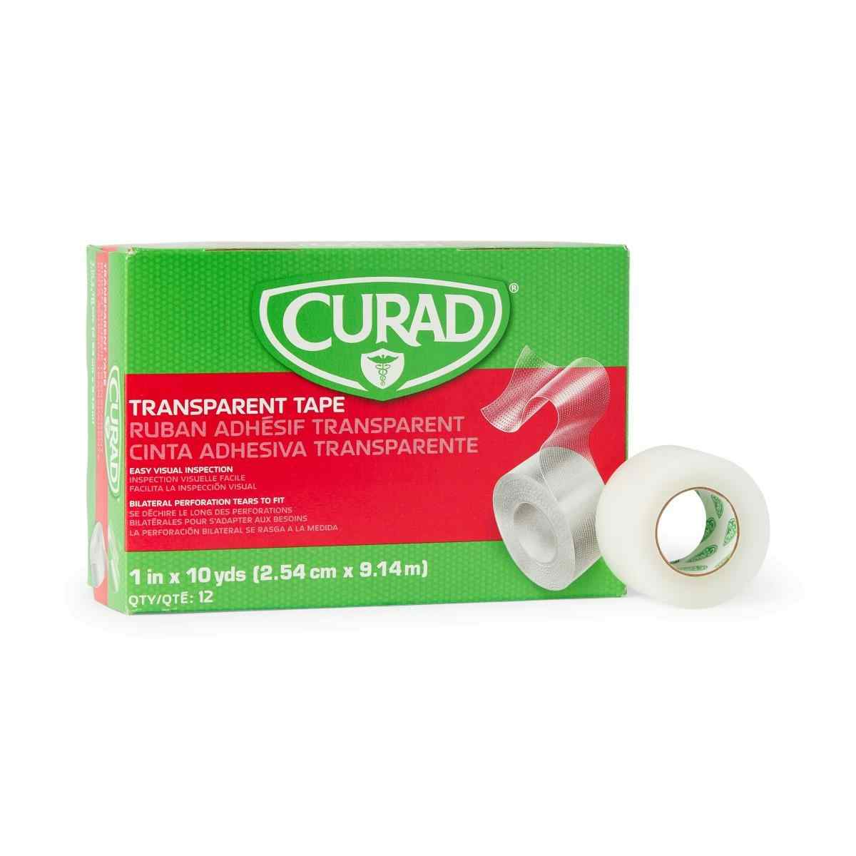 CURAD Transparent Adhesive Tape, NON270201Z, 1" X 10 yd - Box of 12