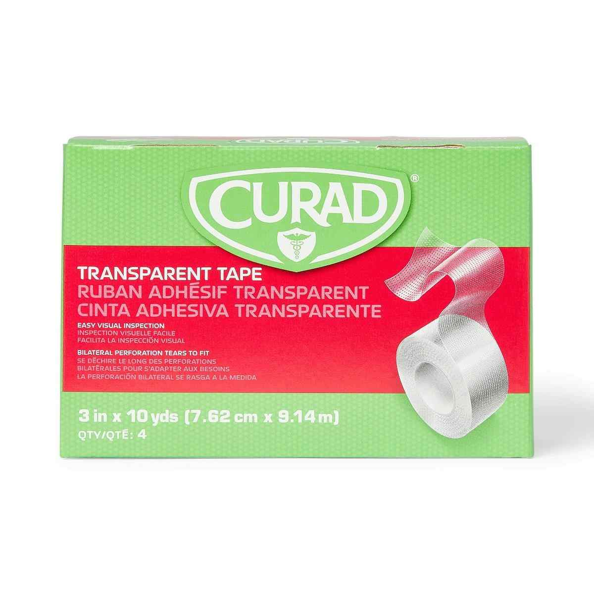 CURAD Transparent Adhesive Tape, NON270203Z, 3" X 10 yd - Box of 4