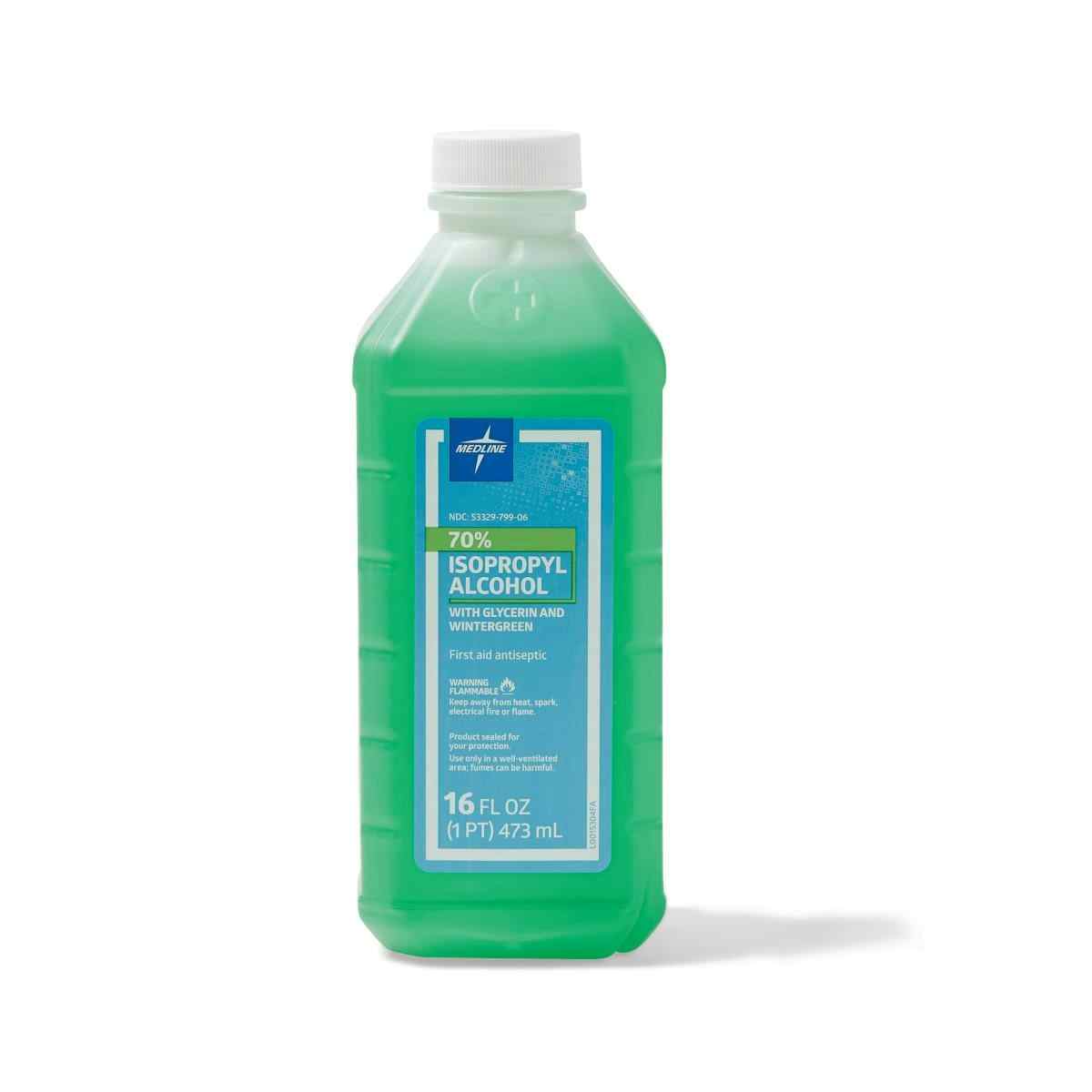 Medline 70% Isopropyl Alcohol with Glycerin and Wintergreen, MDS098003WH, 16 oz. - 1 Each