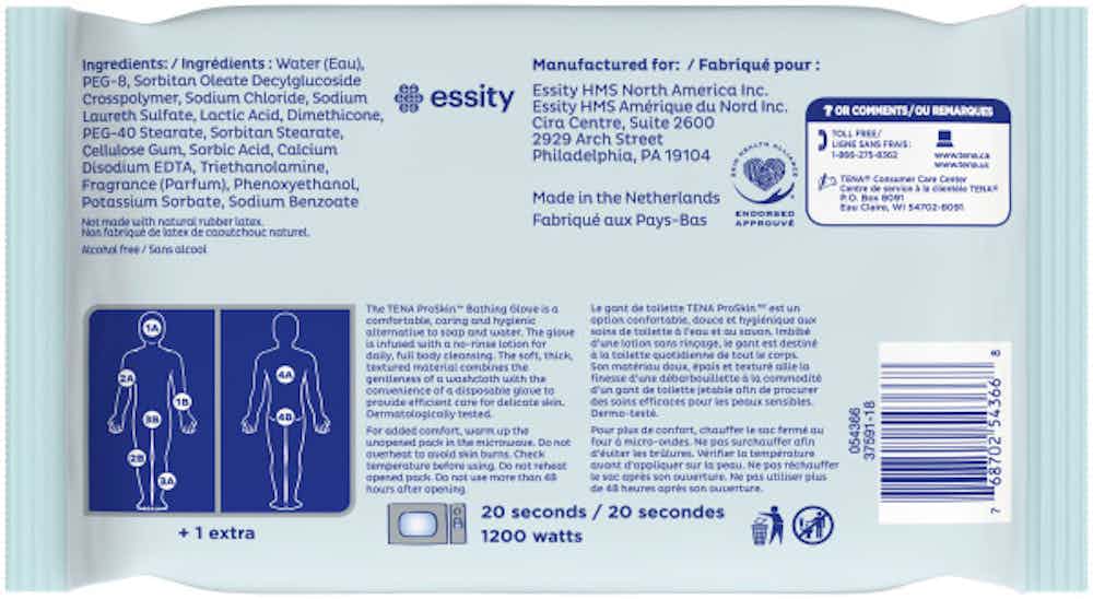 TENA ProSkin Bathing Glove Wipes, Scented, 54366, Case of 225