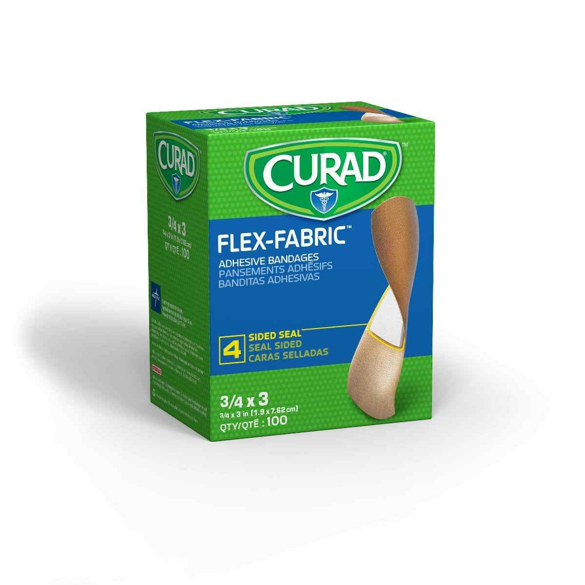 Curad Flex-Fabric Bandages, NON25650Z, 3/4" X 3" - Box of 100