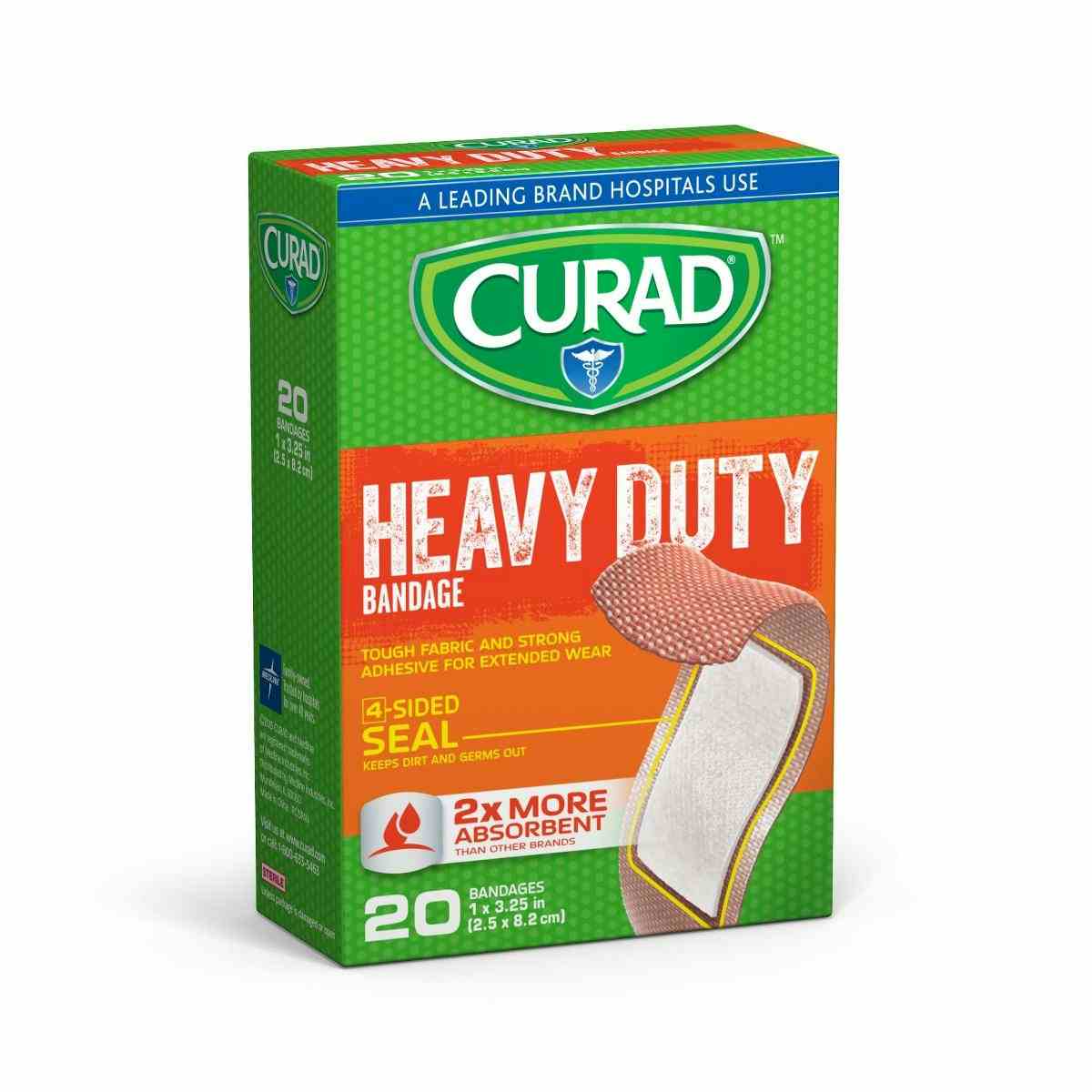 Curad Heavy Duty Bandages, CUR14925RBH, 1" X 3.25" - Box of 20