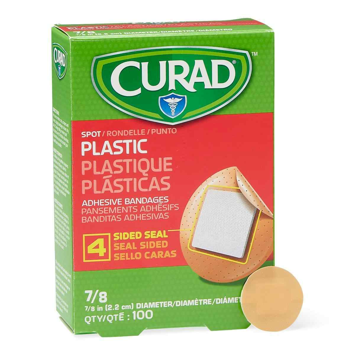 Curad Plastic Adhesive Bandages, NON25501H, 7/8" dia. - Box of 100