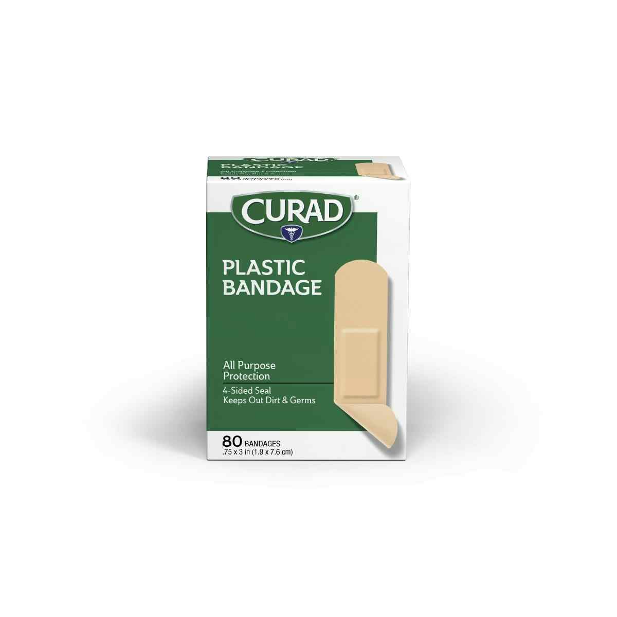 Curad Plastic Bandages, CUR02278RBZ, 3/4" X 3" - Box of 80