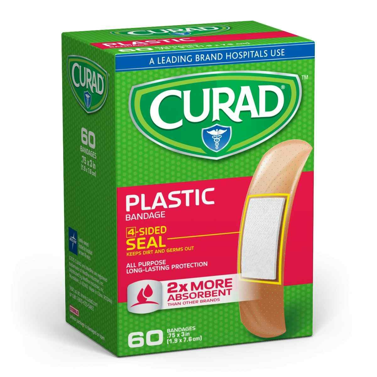 Curad Plastic Bandages, CUR45153RB, 3/4" X 3" - Case of 48