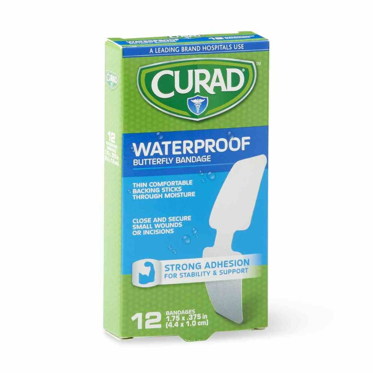 Curad Butterfly Waterproof Adhesive Bandages, CUR47442RB, 1 3/4" X 3/8" - Case of 24