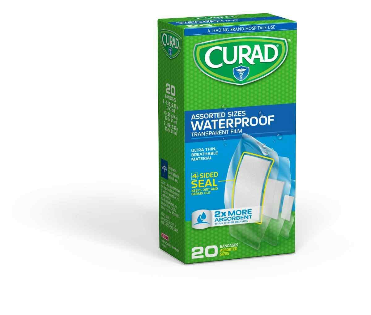 Curad Clear Waterproof Adhesive Bandages, Assorted Sizes, CUR5108, Assorted Sizes - Case of 24