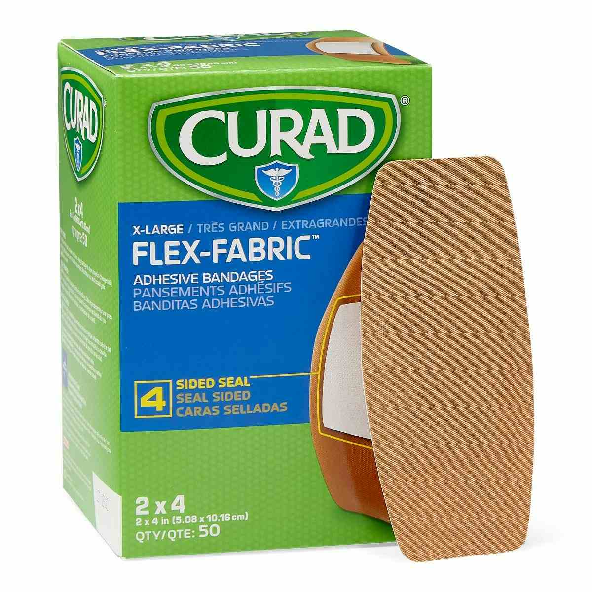 Curad Extra Large Flex-Fabric Bandages, NON25524Z, 2" X 4" - Box of 50