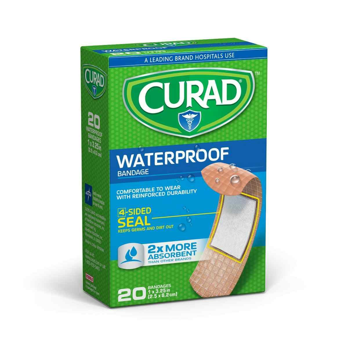 Curad Extra-Strength Waterproof Bandages, CUR43021RB, 1" X 3.25" - Case of 24