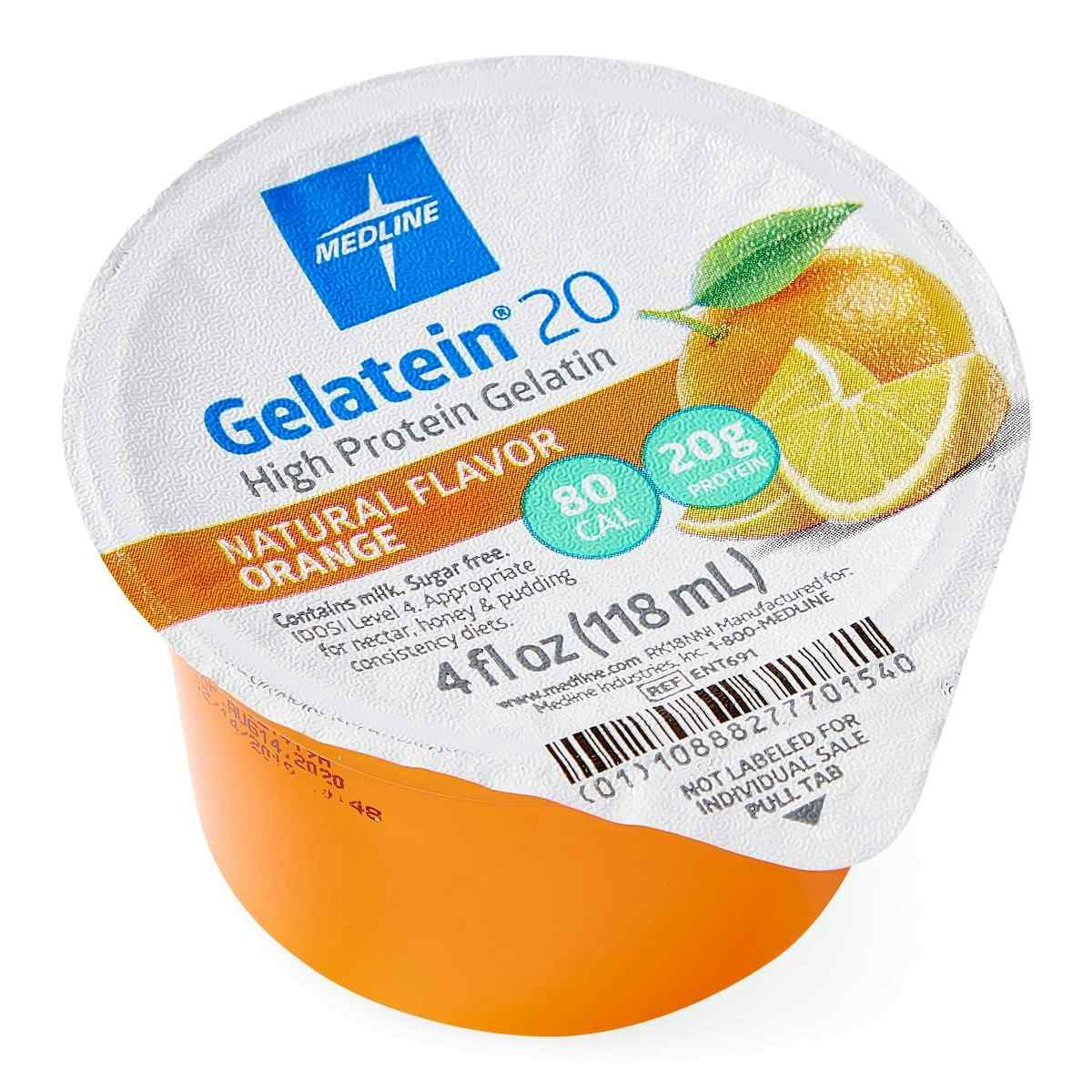 Medline Gelatein 20 High Protein Supplement, Orange Flavor, 4-oz., ENT691, Case of 36
