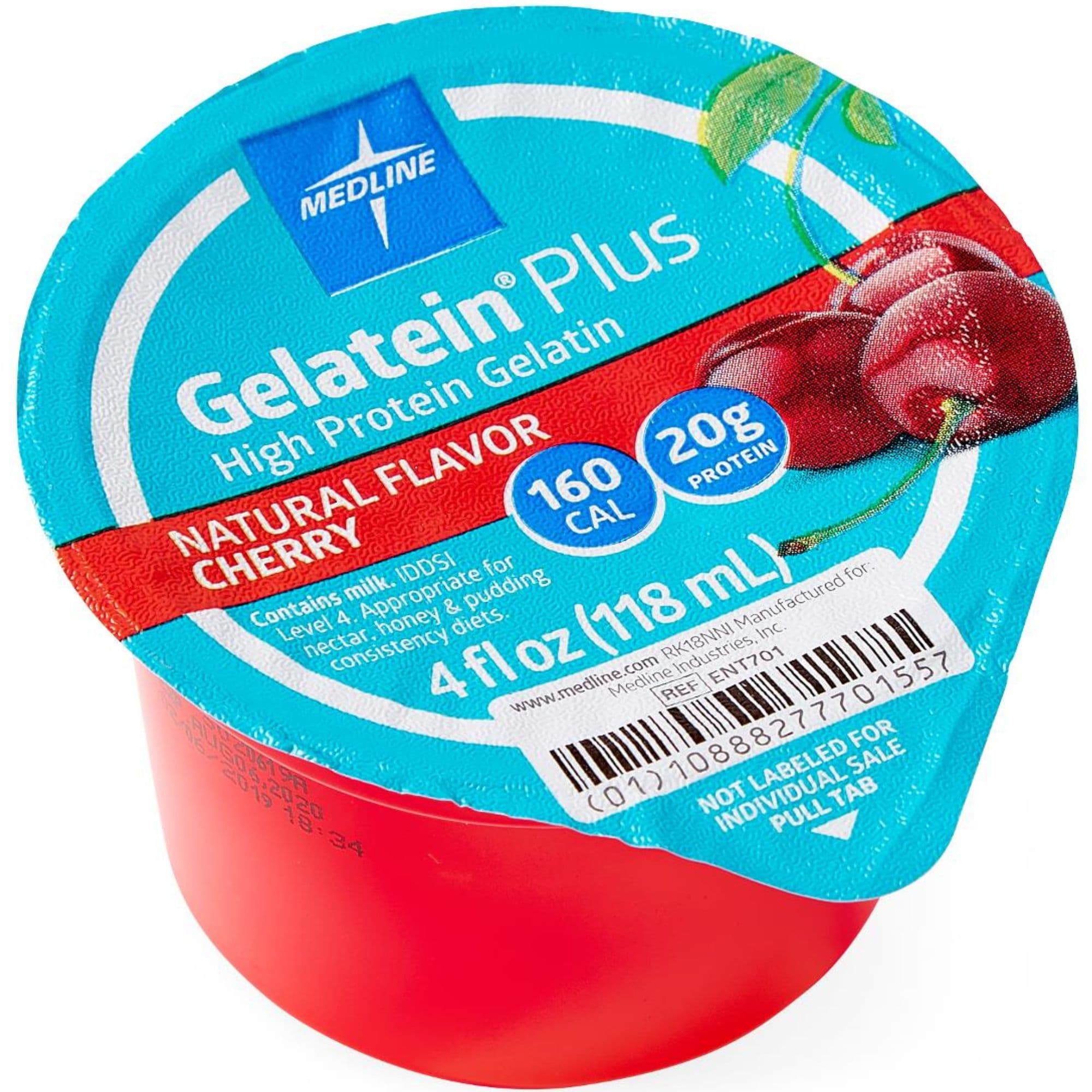 Medline Gelatein Plus High Protein Supplement, Cherry Flavor, 4-oz