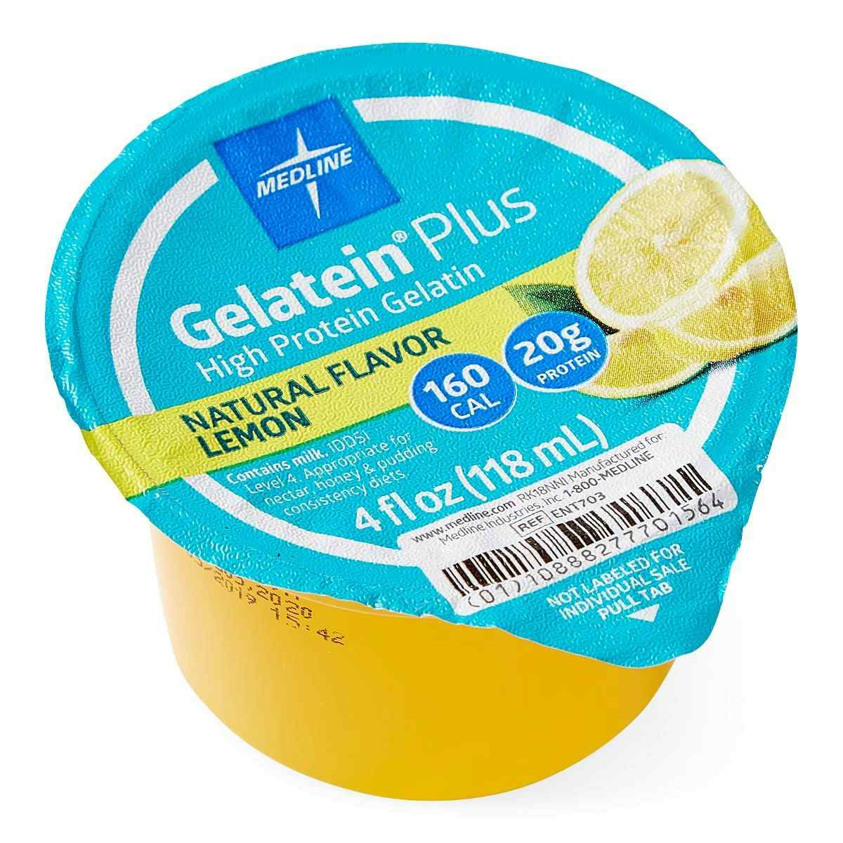 Medline Gelatein Plus High Protein Supplement, Lemon Flavor, 4-oz, ENT703, Case of 36