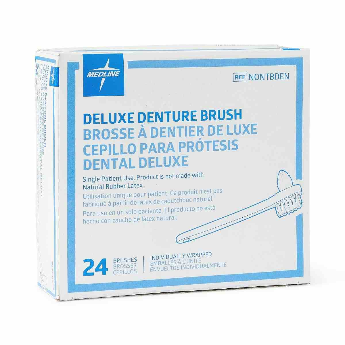 Medline 2-Sided Deluxe Denture Brushes, NONTBDENZ, Box of 24