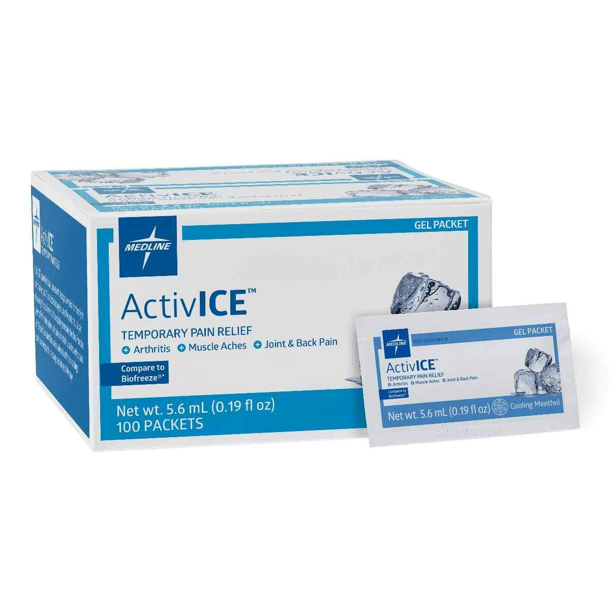 Medline ActivICE Topical Pain Reliever , MDSAICEPKH, .19 oz. Packets - Box of 100