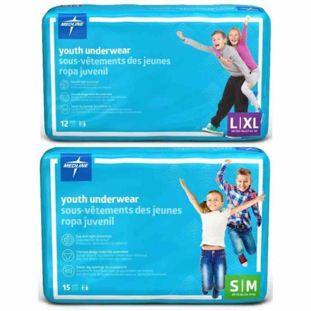 Medline Youth Protective Underwear, Heavy Absorbency,