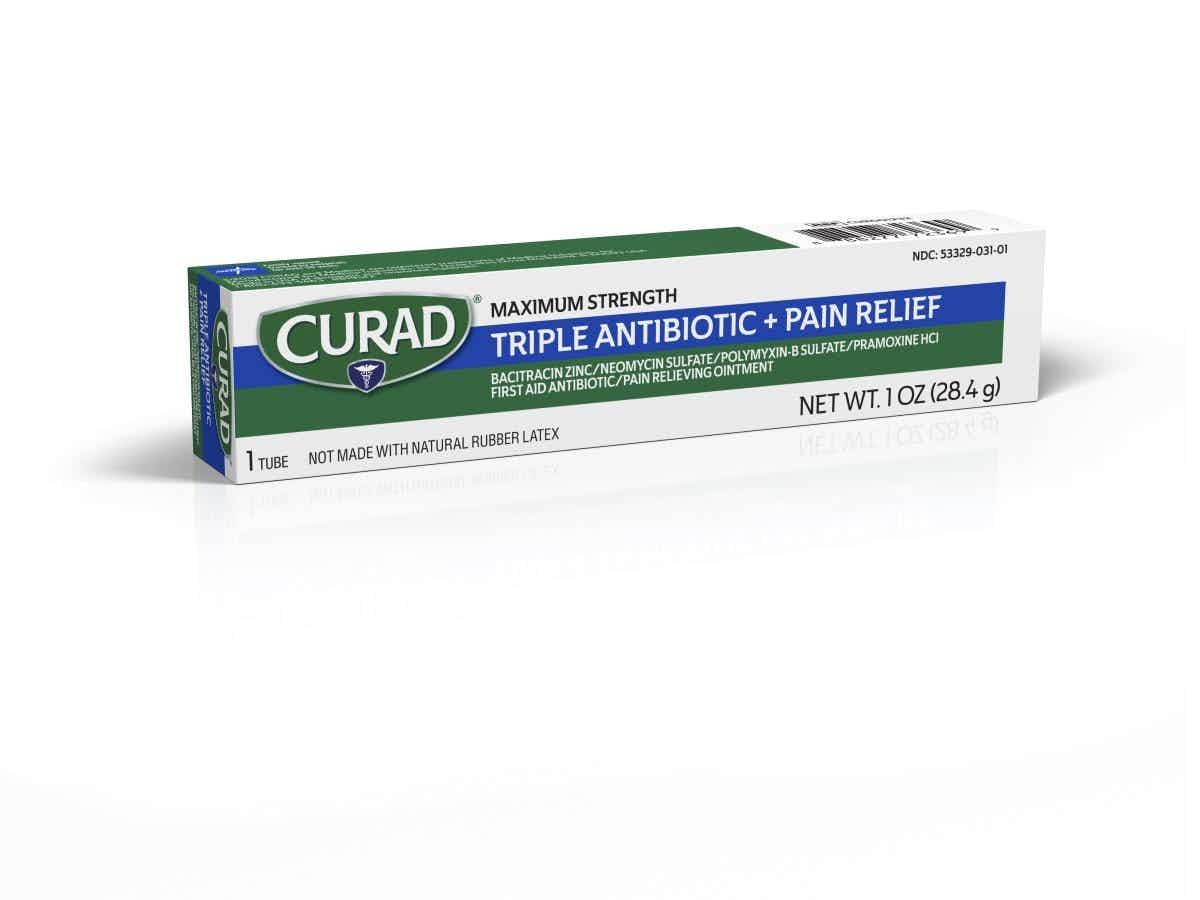 Curad Triple Antibiotic Plus Pain Relief Ointment, CUR001232H, 1 Each