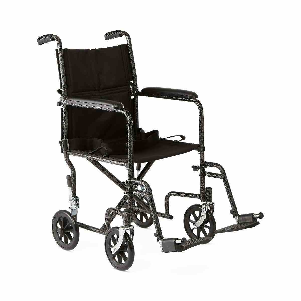 Medline Basic Steel Transport Chair, Swing-Away Footrests, 8", MDS808200B, 1 Each