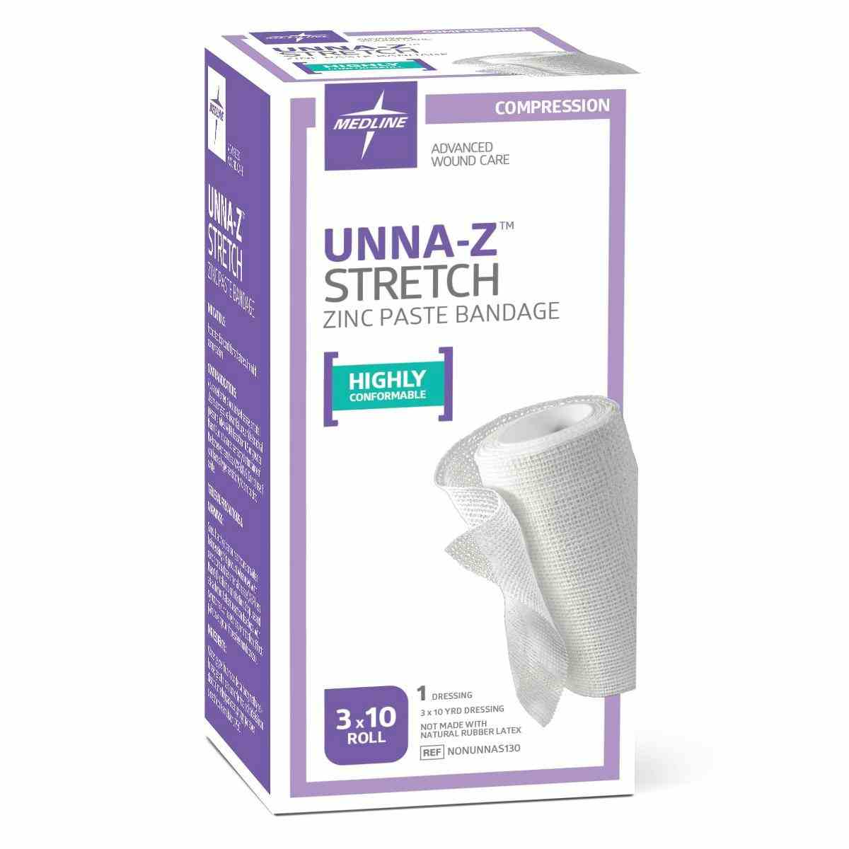 Medline Unna-Z Stretch Zinc Paste Bandage , NONUNNAS130H, 3" X 10 yd. - 1 Roll