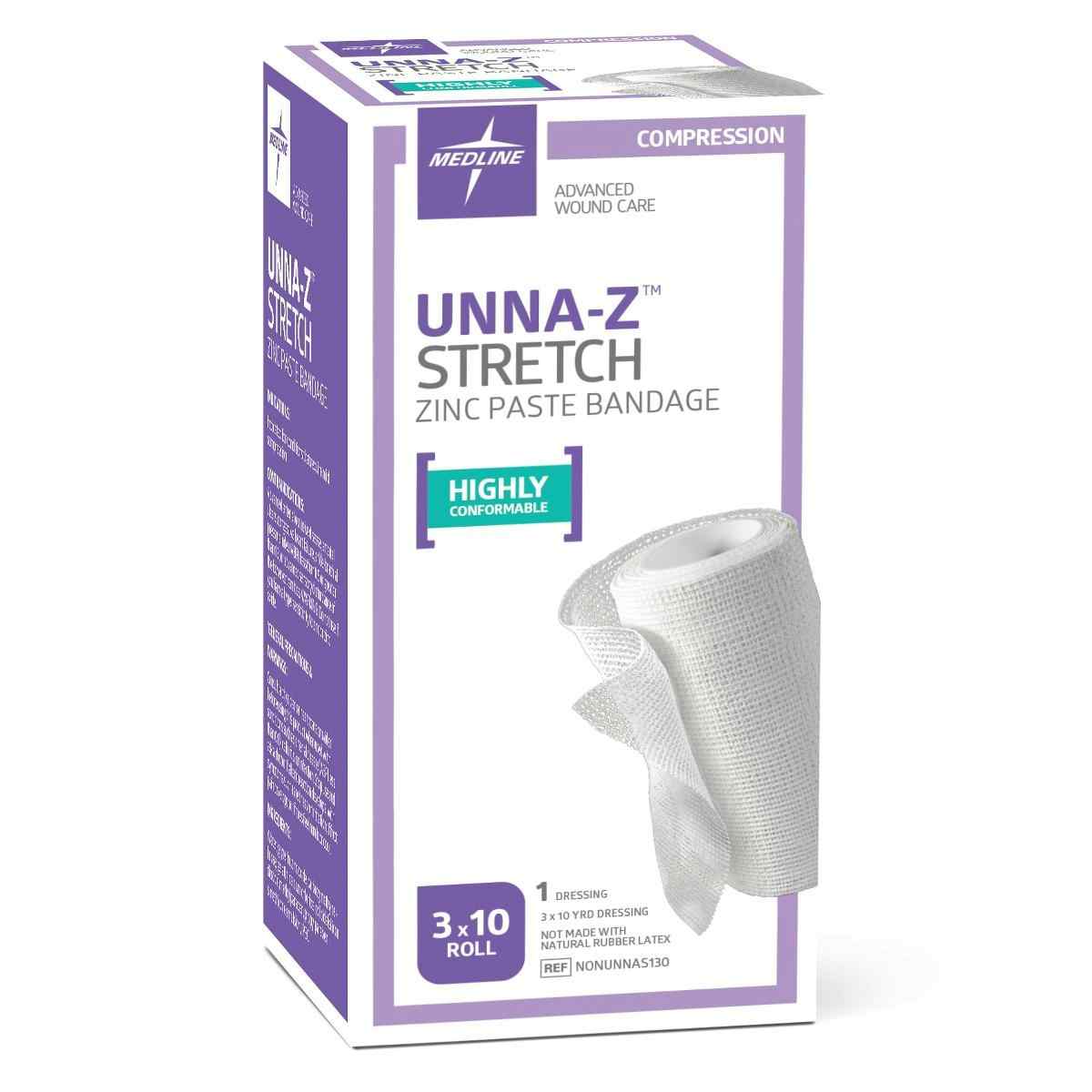 Medline Unna-Z Stretch Zinc Paste Bandage , NONUNNAS130H, 3" X 10 yd. - 1 Roll