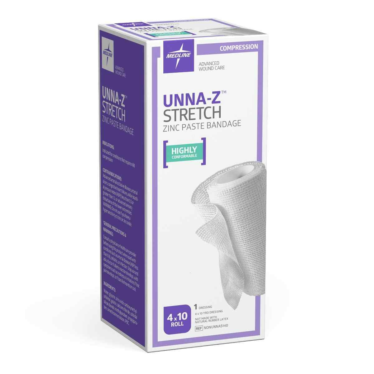 Medline Unna-Z Stretch Zinc Paste Bandage , NONUNNAS140H, 4" X 10 yd. - 1 Roll 
