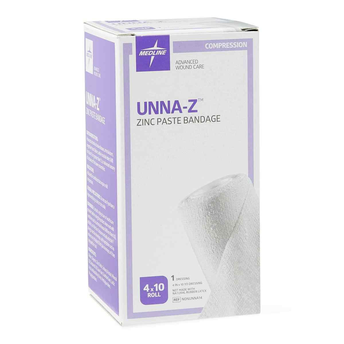 Medline Unna-Z Zinc Oxide Compression Bandage, NONUNNA14H, 4" X 10 yd. - 1 Roll 