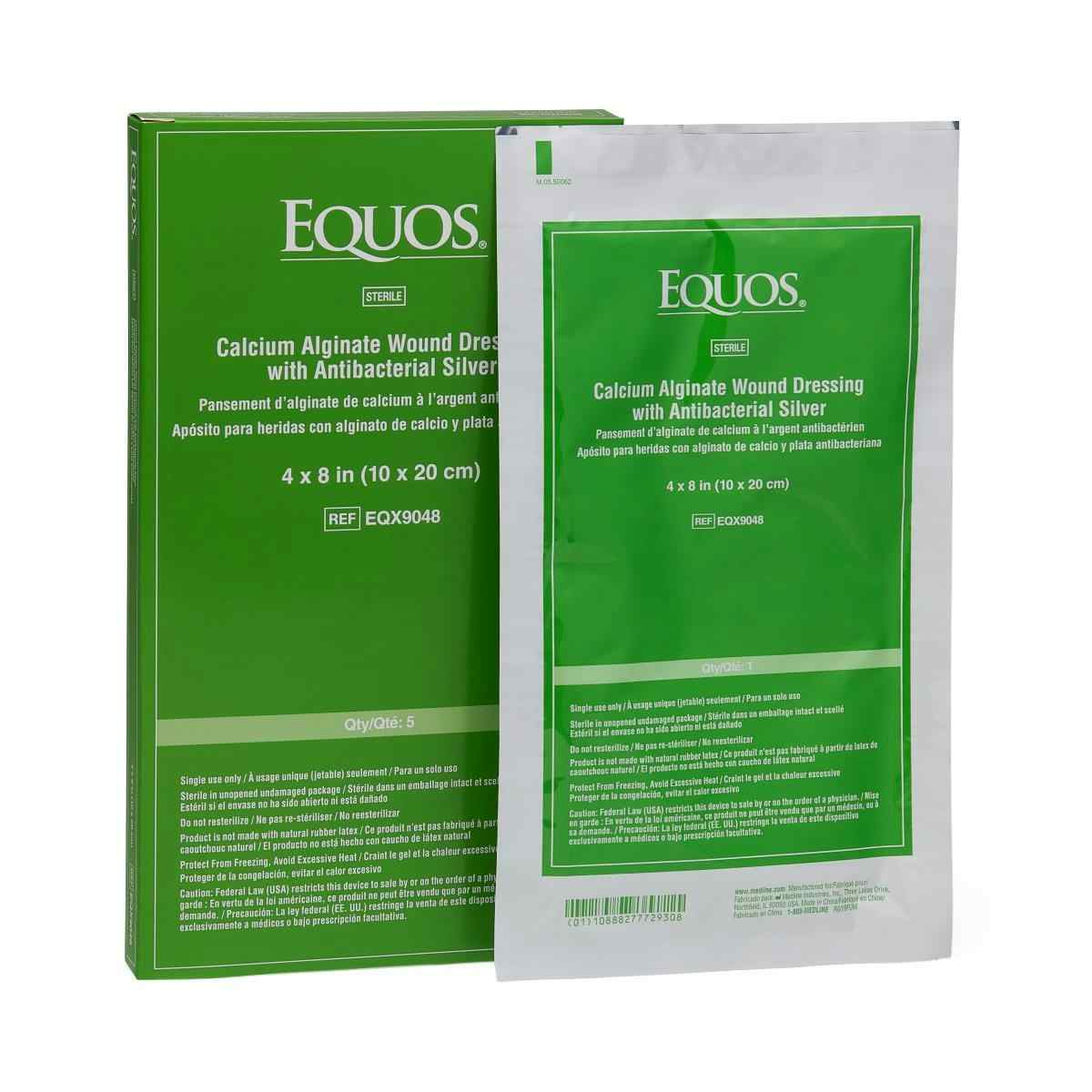 Equos Calcium Alginate Wound Dressing with Silver, EQX9048Z, 4" X 8" - Box of 5
