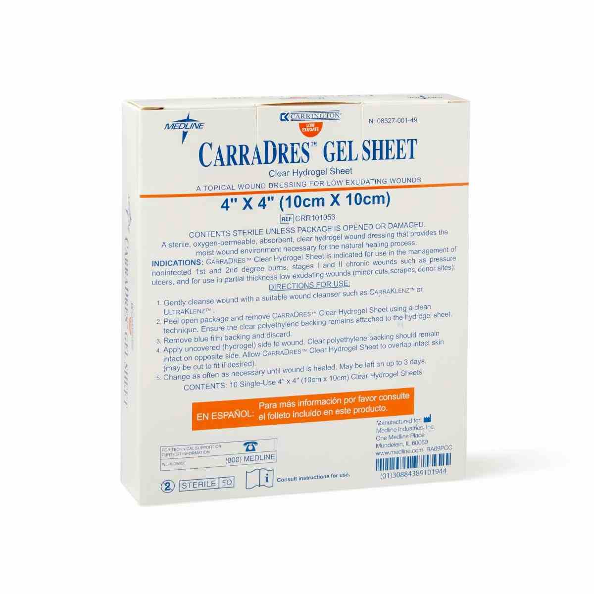 CarraDres Clear Hydrogel Sheets, 4" X 4"
, CRR101053Z, Box of 10 