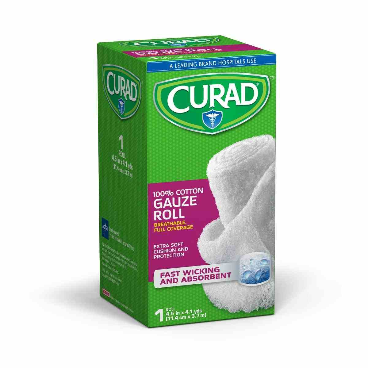 Curad 100% Cotton Gauze Roll, 4.5" X 4 yds
, CUR25865ERB, Case of 24 