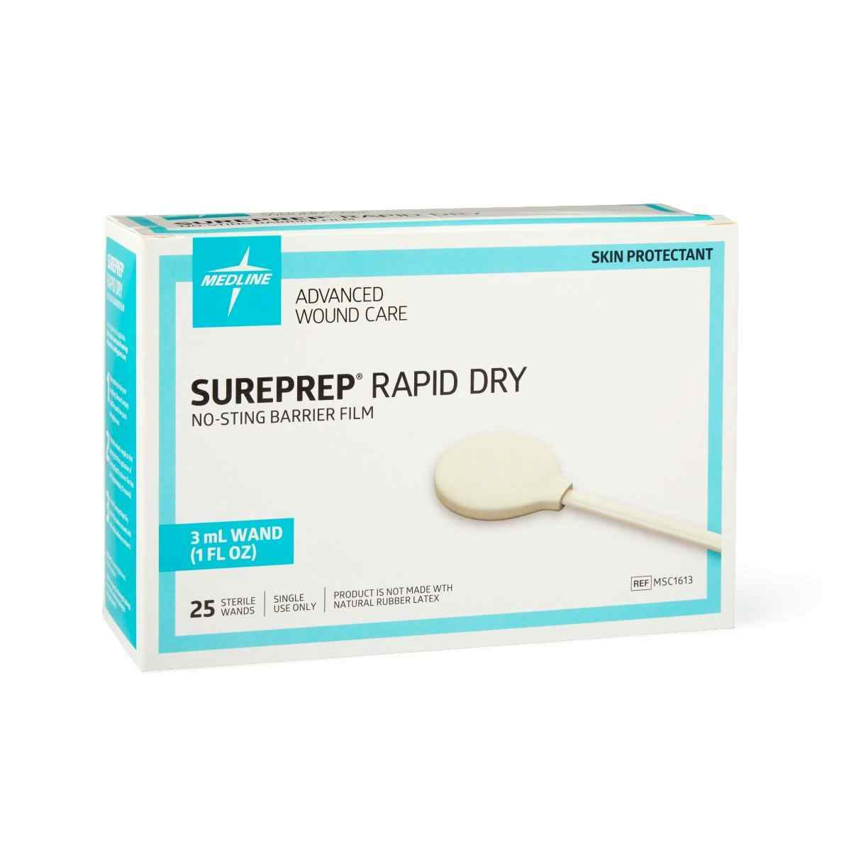 Medline SurePrep Rapid-Dry No-Sting Barrier Film Wand , MSC1613Z, 3 mL - Box of 25 