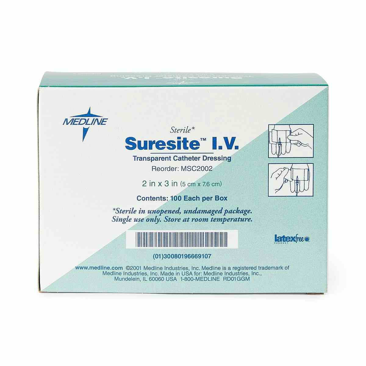 Suresite IV Transparent Catheter Dressing, 2" X 3", MSC2002, Box of 100