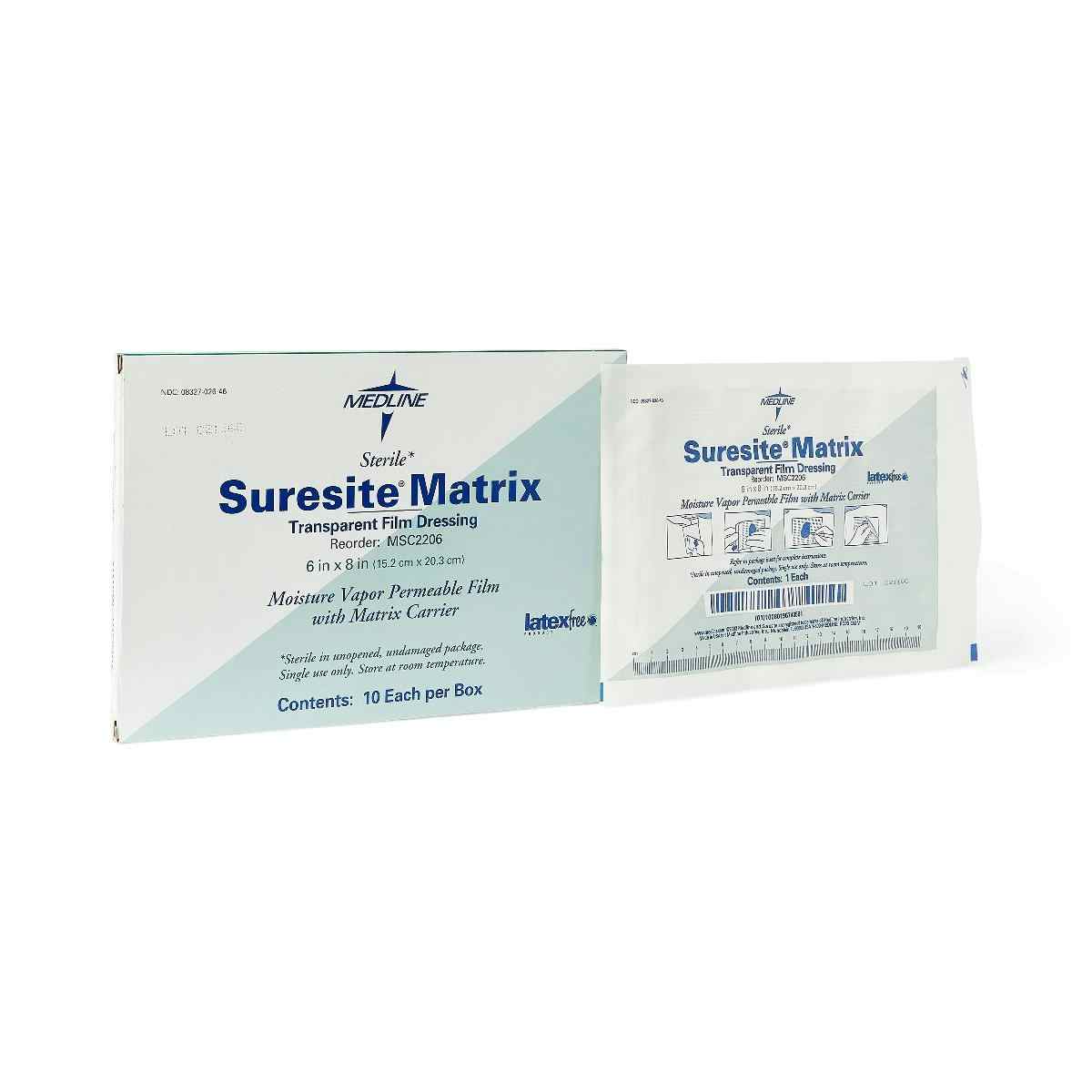 Suresite Matrix Transparent Film Dressing, MSC2206Z, 6" X 8" - Box of 10 