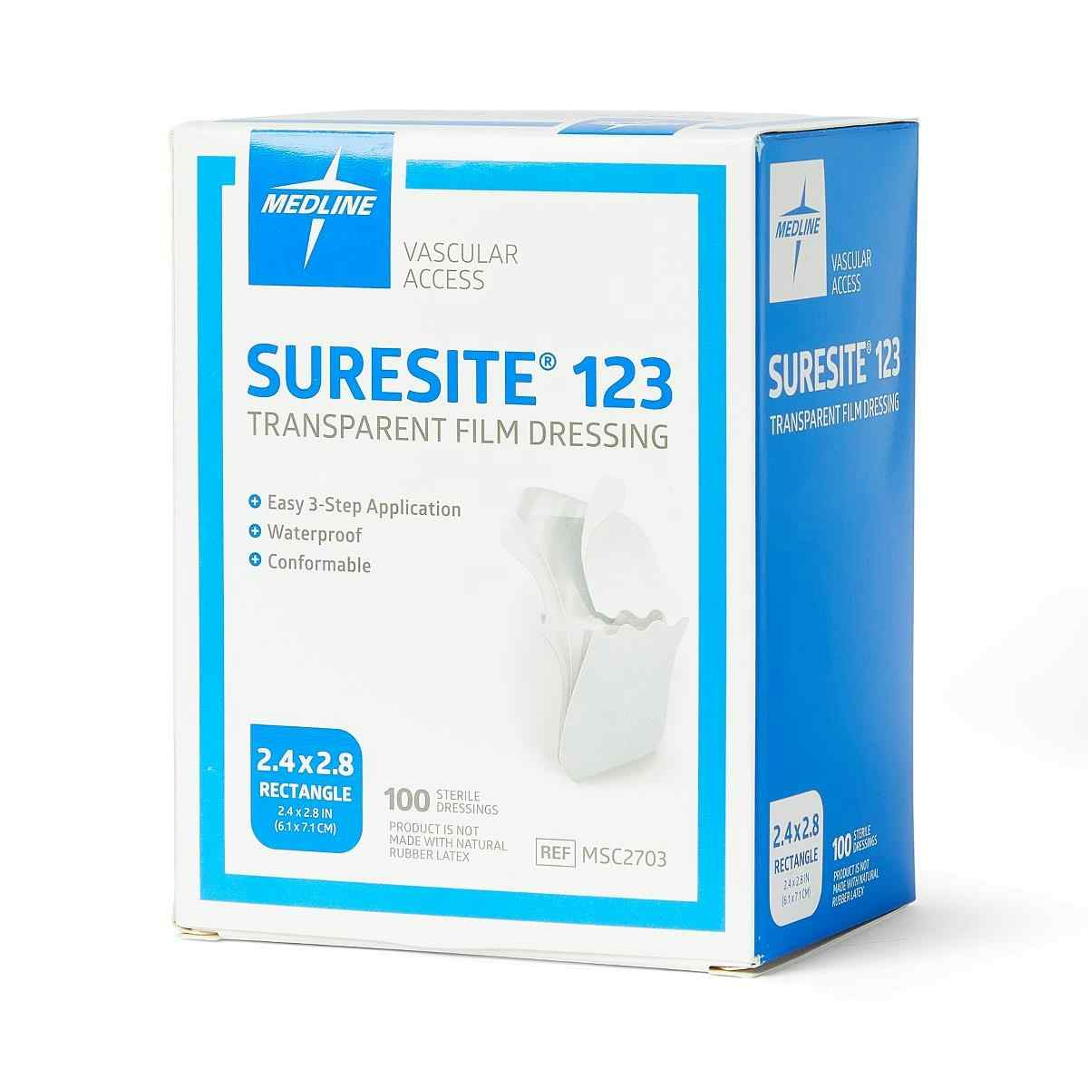 Suresite 123 Transparent Film Dressing, MSC2703Z, 2.4" X 2.8" - Box of 100