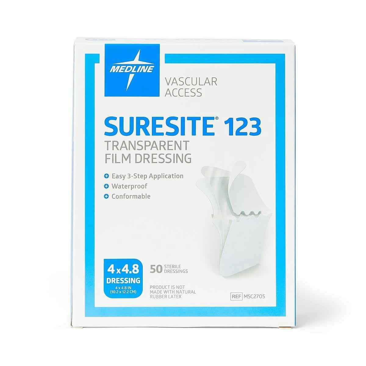 Suresite 123 Transparent Film Dressing, MSC2705Z, 4" X 4.8" - Box of 50 