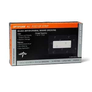 Optifoam AG+ Silver Antimicrobial Post-Op Strip Wound Dressing, MSC9636Z, 3 1/2" X 6" - Box of 10