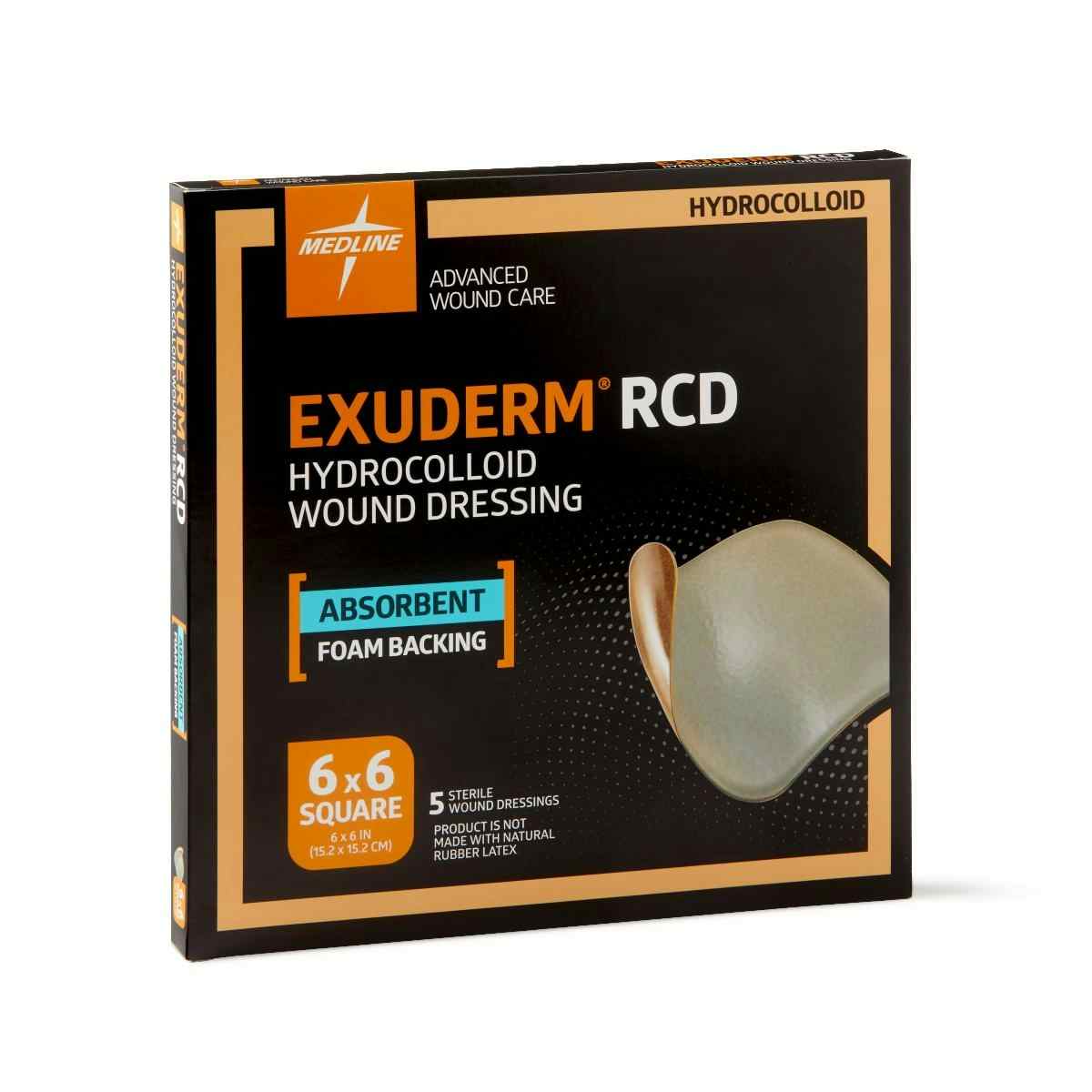 Exuderm RCD Hydrocolloid Wound Dressing, MSC5225, 6" X 6" - Box of 5 