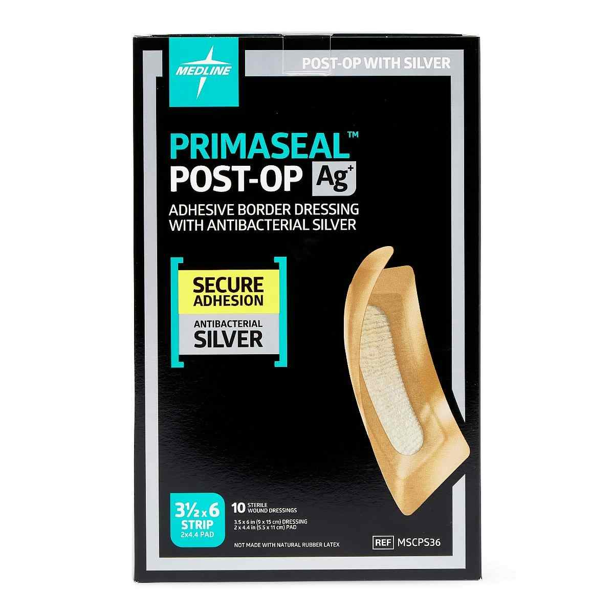 PrimaSeal Ag+ Post-Op Adhesive Dressing, MSCPS36Z, 3 1/2" X 6" - Box of 10