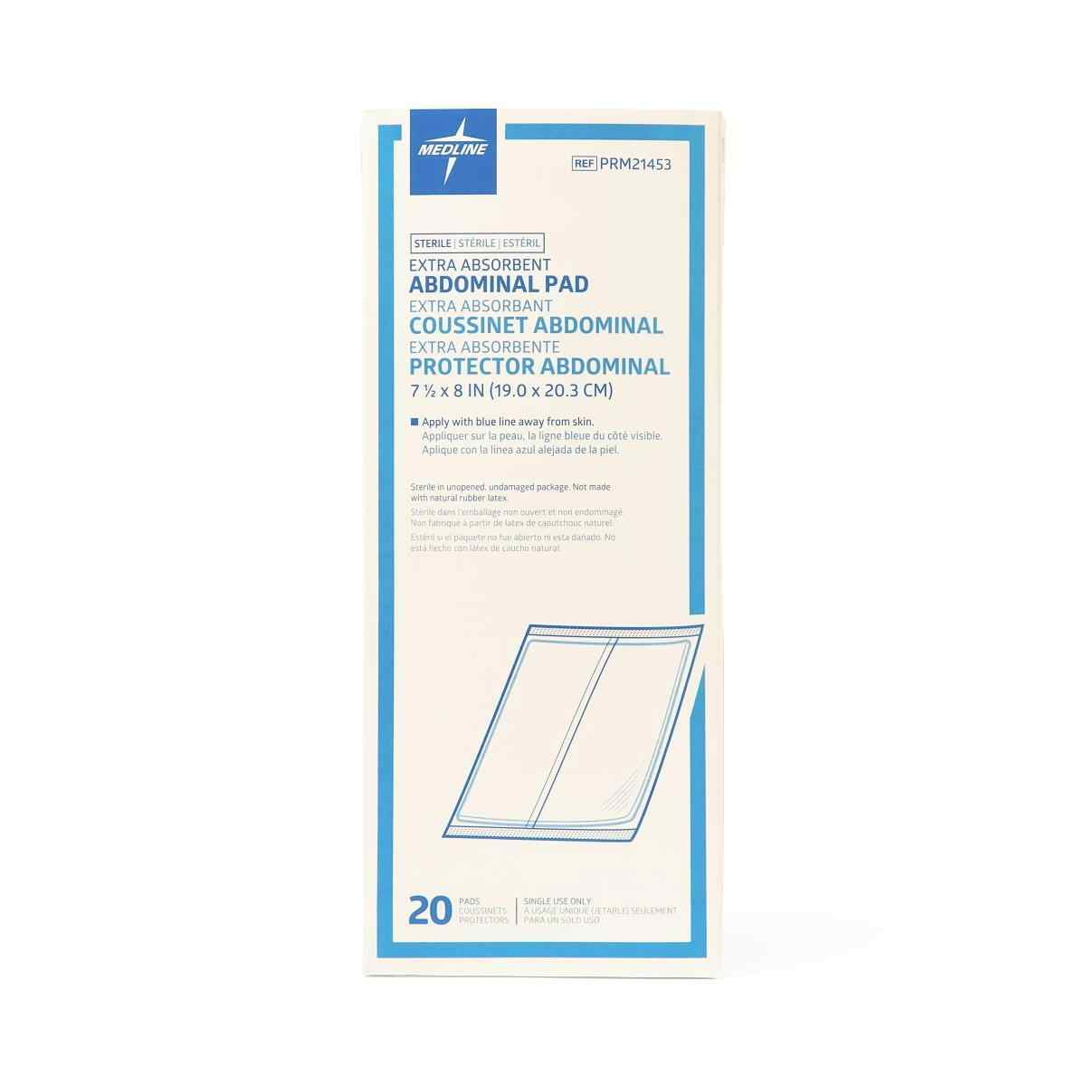 Medline Sterile Abdominal Pads, PRM21454Z, 8" X 10" - Box of 16