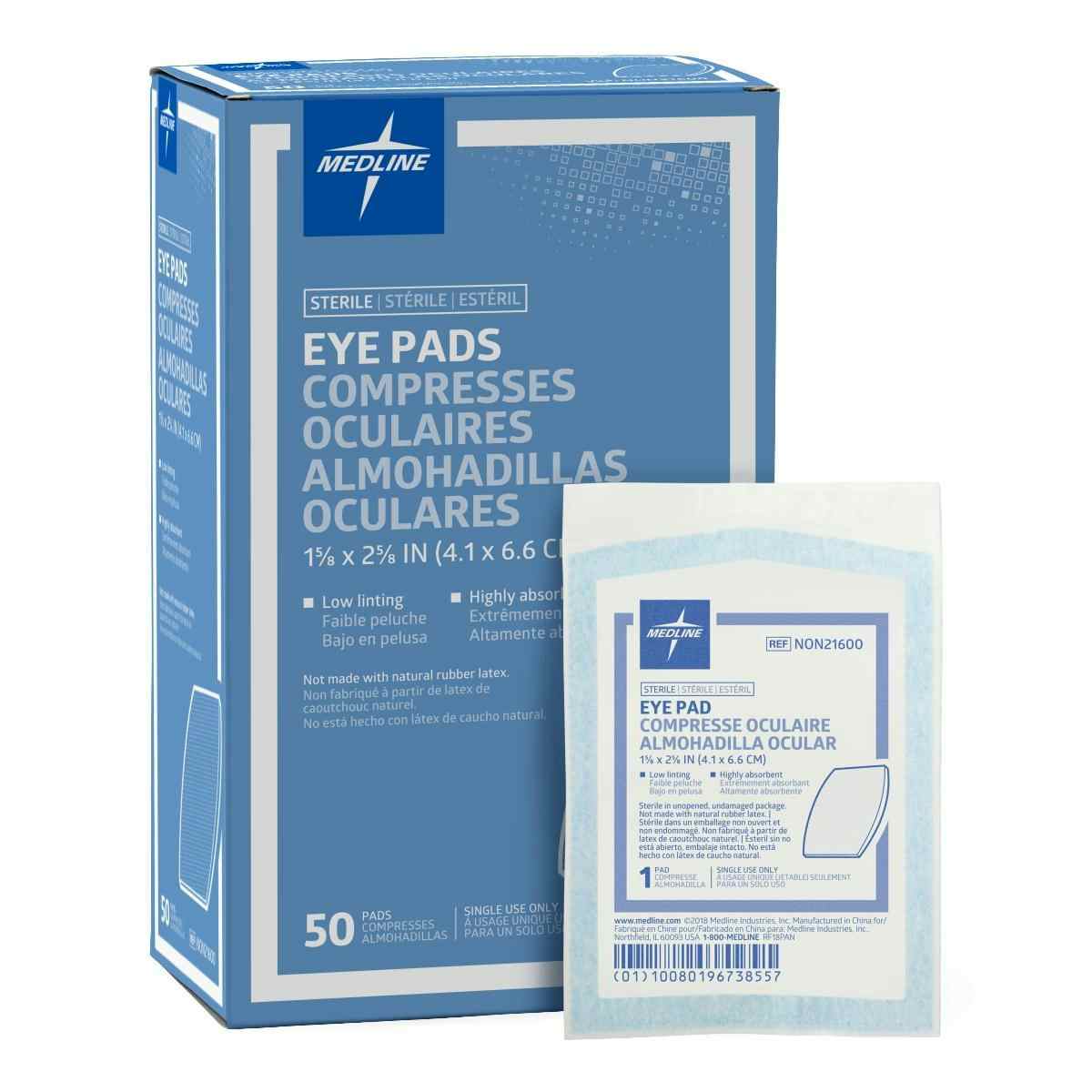 Medline Sterile Eye Pads, NON21600Z, 1 5/8" X 2 5/8" - Box of 50