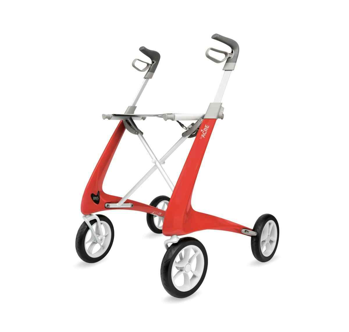 Carbon Fiber Rollator, 16.1" W X 22" H Compact Seat, BYA100SMR, Red - 1 Each