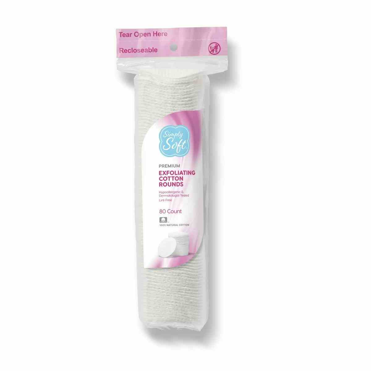 Simply Soft Exfoliating Cotton Rounds, RSS10007, Case of 24