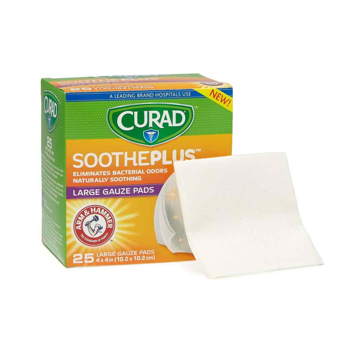Curad SoothePlus Gauze Pads with Arm and Hammer, CUR204425AH, Large (4" X 4") - Case of 24 